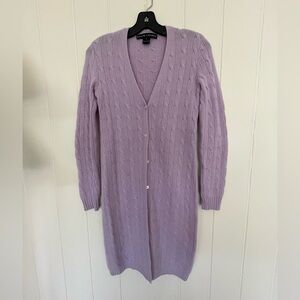 Ralph Lauren Black label Lilac Cable Knit Long Cashmere Cardigan Small COLOR!